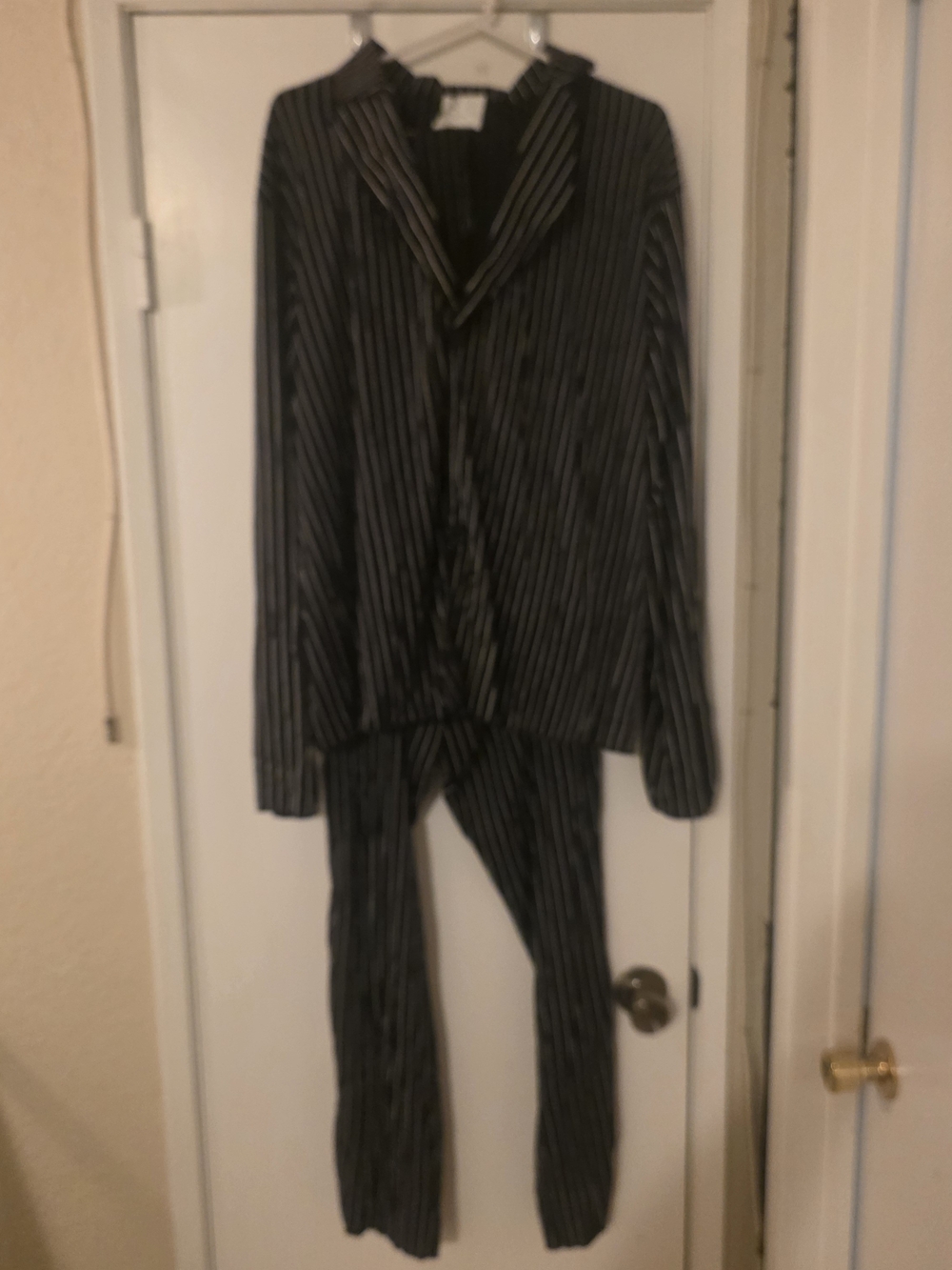 Men's Black Pinstripe Two-Piece XL Costume - Jack, Beetlejuice, Gomez, Mobster